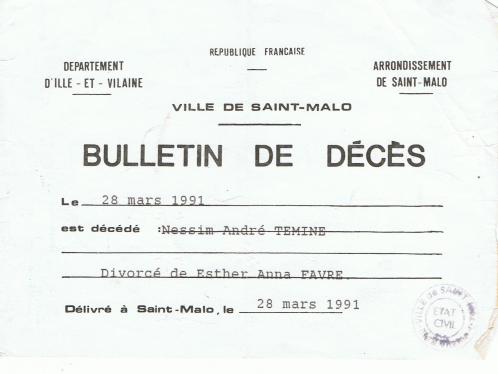 Bulletin de deces