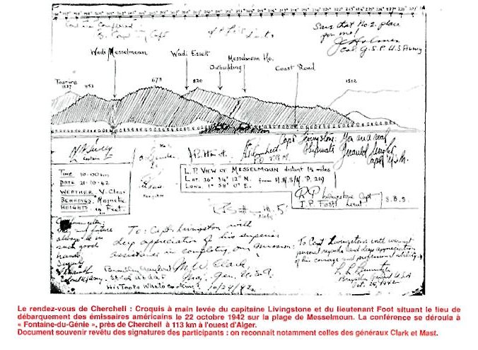 Croquis du lieu du debarquement a cherchell