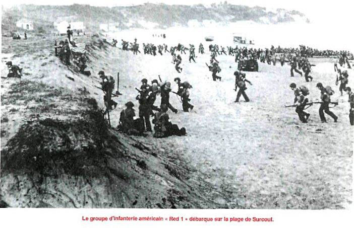 Le grou pe d infanterie ameticain rd 1 debarque sur la plage de sucouf