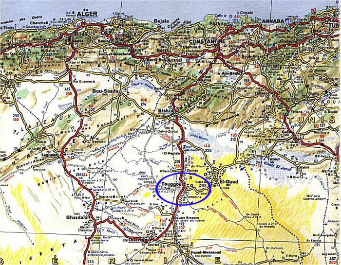 Toggourt carte de situation